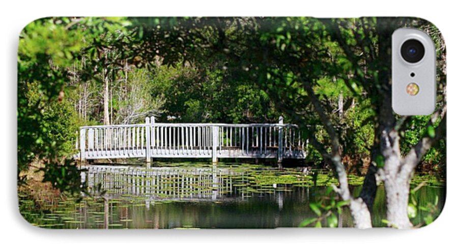 Lillys iPhone 7 Case featuring the photograph Bridge on Lilly Pond by Lori Mellen-Pagliaro