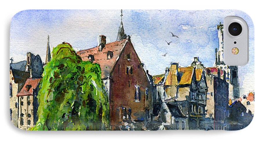 Bruges iPhone 7 Case featuring the painting Bruges Belgium by John D Benson