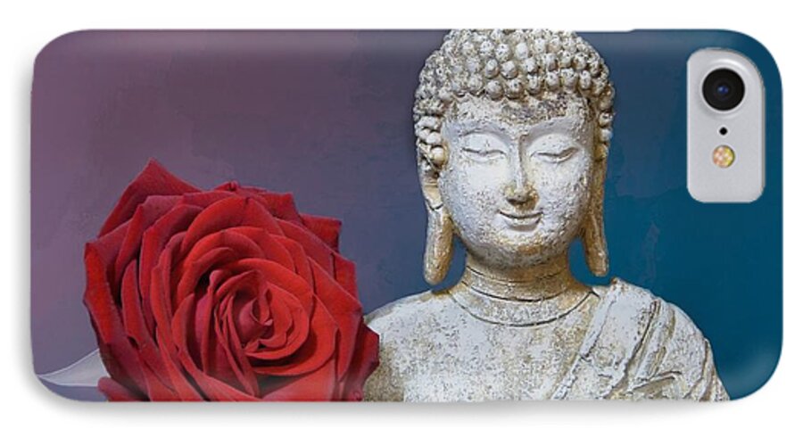 Buddha iPhone 7 Case featuring the photograph Buddha and Rose by Pete Trenholm