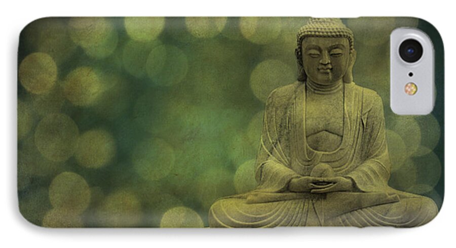 Buddha iPhone 7 Case featuring the photograph Buddha Light Gold by Hannes Cmarits