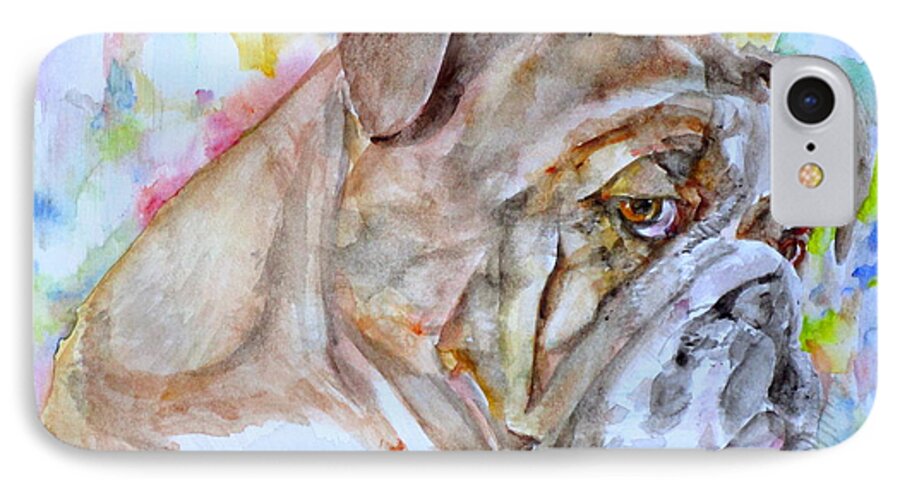 Bulldog iPhone 7 Case featuring the painting BULLDOG - watercolor portrait.7 by Fabrizio Cassetta