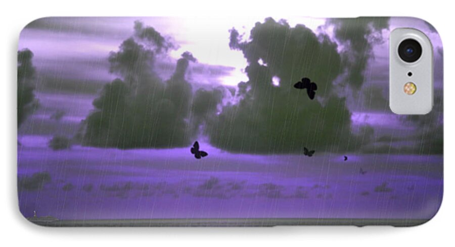 Sky iPhone 7 Case featuring the photograph Butterfly Dreams and a Purple Sky by Rosalie Scanlon