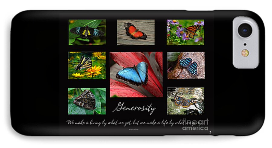 Diane Berry iPhone 7 Case featuring the photograph Butterfly Generosity Collage by Diane E Berry