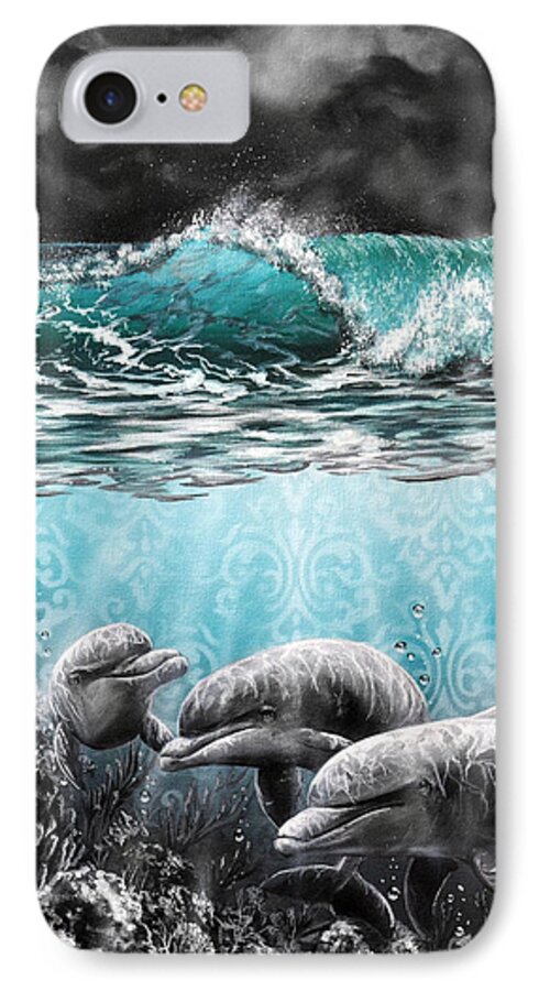 Dolphins iPhone 7 Case featuring the painting Cadence by Lachri