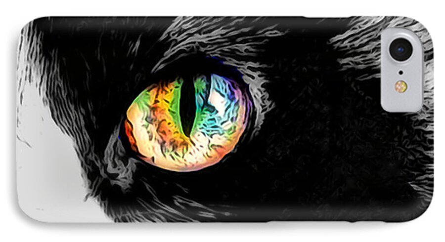 Cat iPhone 7 Case featuring the photograph Calico Cat with a Splash by Kathy Kelly
