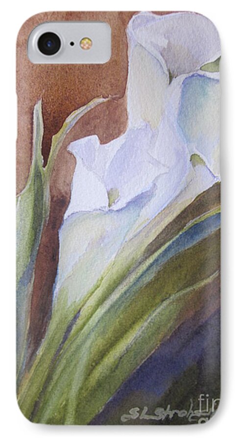 Calla Lillies iPhone 7 Case featuring the painting Calla Lillies by Sandra Strohschein