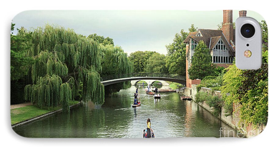 Cambridge iPhone 7 Case featuring the photograph Cambridge River Punting by Eden Baed