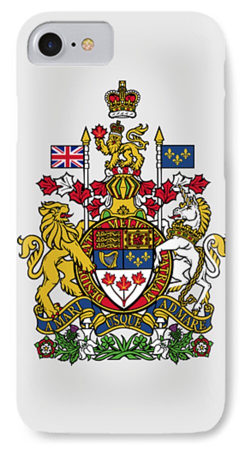 Canada iPhone 7 Case featuring the drawing Canada Coat of Arms by Movie Poster Prints