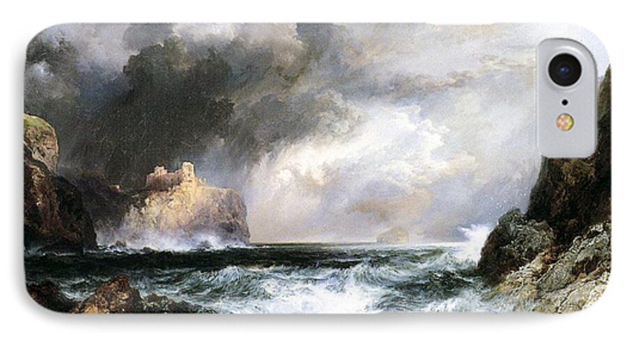 Waves iPhone 7 Case featuring the painting Castle in Scotland by Thomas Moran