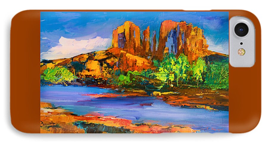 Cathedral Rock iPhone 7 Case featuring the painting Cathedral Rock Afternoon by Elise Palmigiani