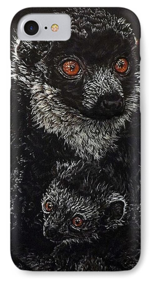 Animal iPhone 7 Case featuring the painting Catherina and baby Abby by Linda Becker