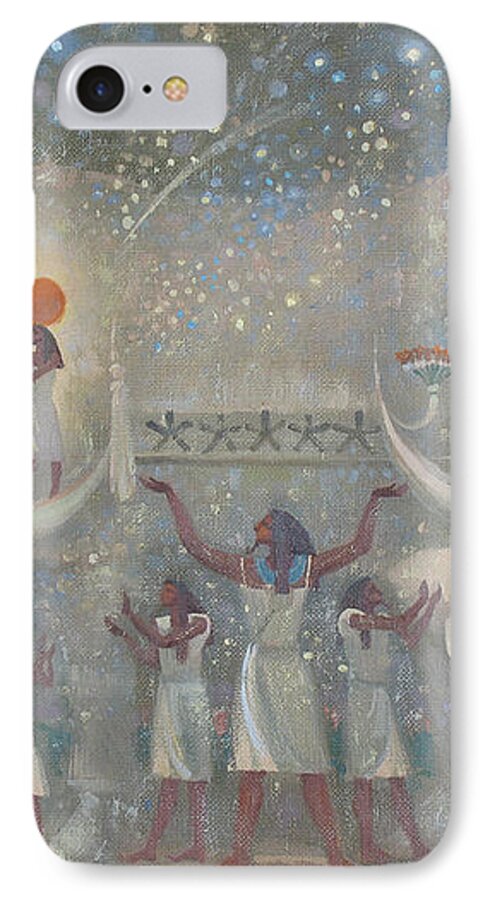 Egypt iPhone 7 Case featuring the painting Celestial Cow by Valentina Kondrashova