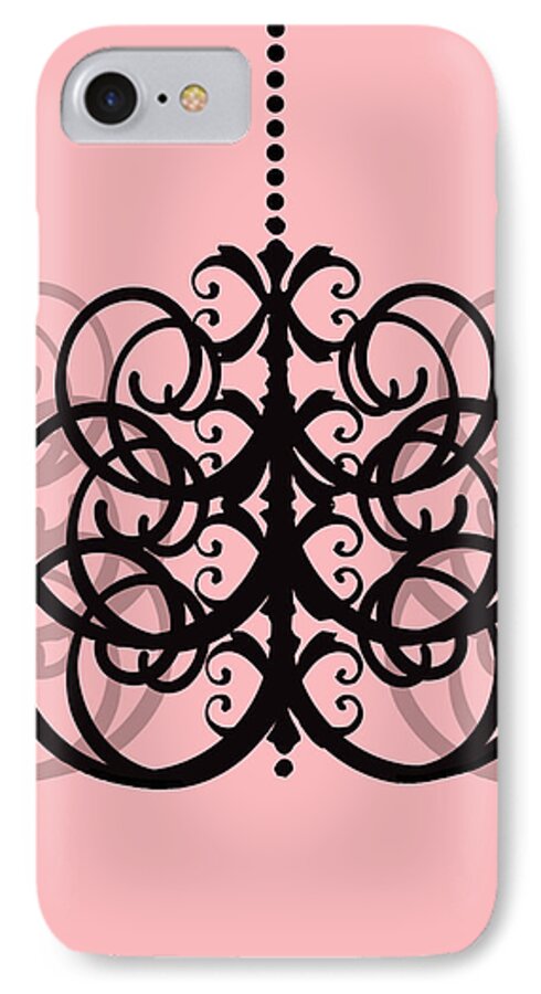 Chandelier iPhone 7 Case featuring the photograph Chandelier Delight 2- Pink Background by KayeCee Spain