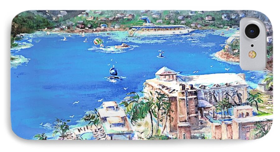 Charlotte Amalie iPhone 7 Case featuring the painting Charlotte Amalie Marriott Frenchmans Beach Resort St. Thomas US Virgin Island Aerial by Bernadette Krupa