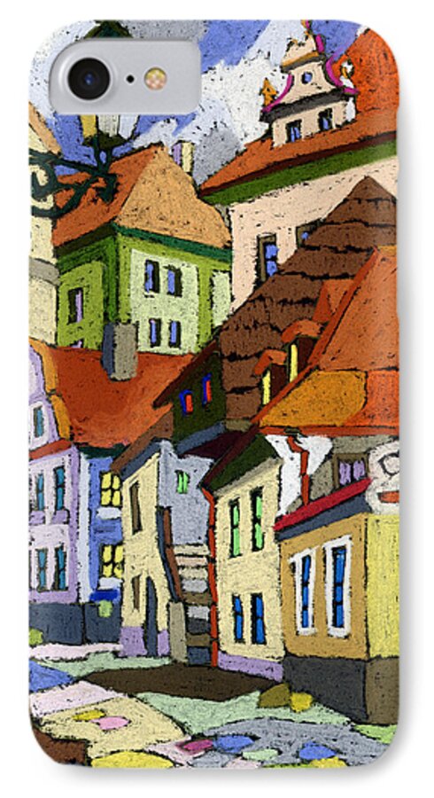Pastel iPhone 7 Case featuring the painting Chesky Krumlov Masna Street 1 by Yuriy Shevchuk