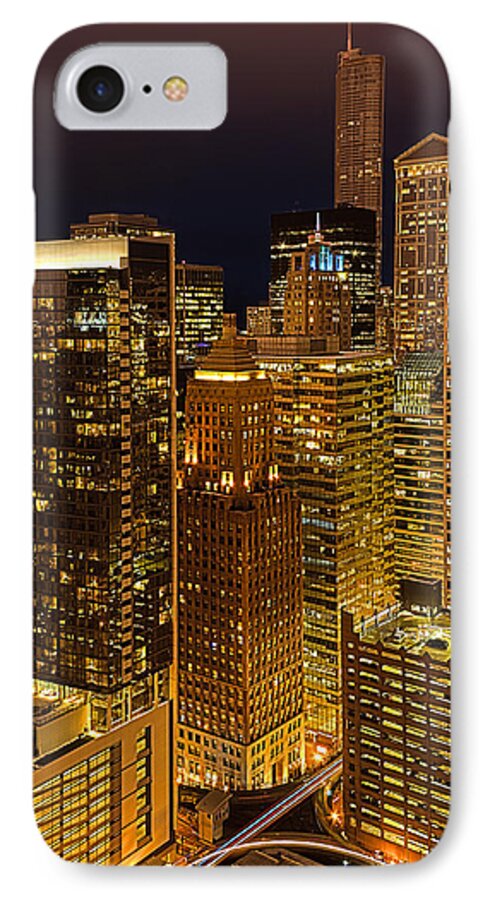 Chicago iPhone 7 Case featuring the photograph Chicago at Night by Joni Eskridge