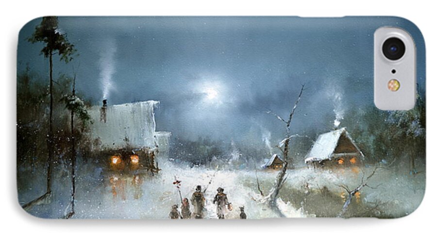Russian Artists New Wave iPhone 7 Case featuring the painting Christmas Night by Igor Medvedev