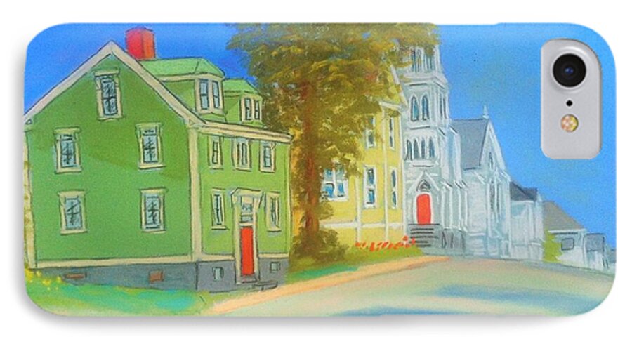 Church iPhone 7 Case featuring the pastel Church in Lunenburg by Rae Smith PAC