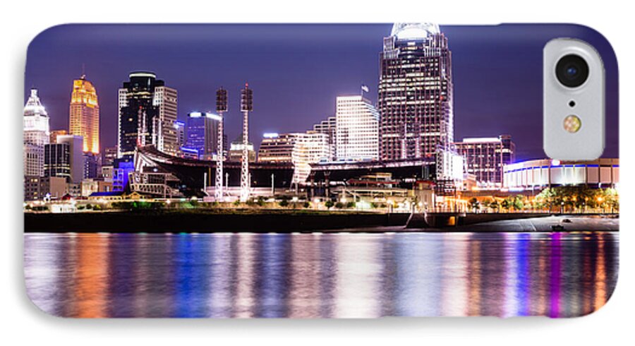 2012 iPhone 7 Case featuring the photograph Cincinnati at Night Downtown City Buildings by Paul Velgos