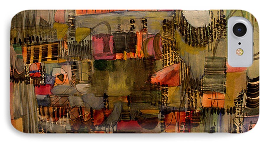 Abstract City Montage iPhone 7 Case featuring the painting Evening Out by Nancy Kane Chapman