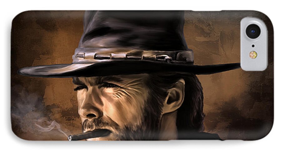 Western iPhone 7 Case featuring the digital art Clint by Andrzej Szczerski
