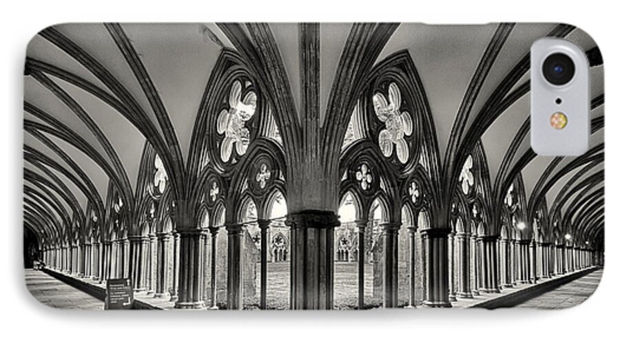 Cathedral iPhone 7 Case featuring the photograph Cloisters of Salisbury Cathedral England by Shirley Mitchell