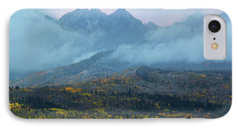 Mountains iPhone 7 Case featuring the photograph Cloudy Peaks by Aaron Spong