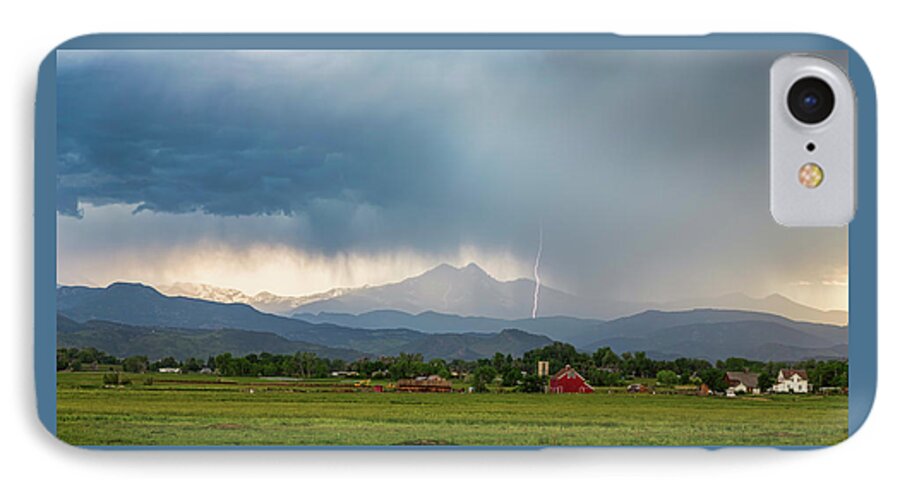Severe iPhone 7 Case featuring the photograph Colorado Rocky Mountain Red Barn Country Storm by James BO Insogna