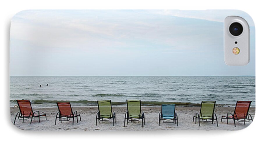 Art iPhone 7 Case featuring the photograph Colorful Beach Chairs by Ann Bridges