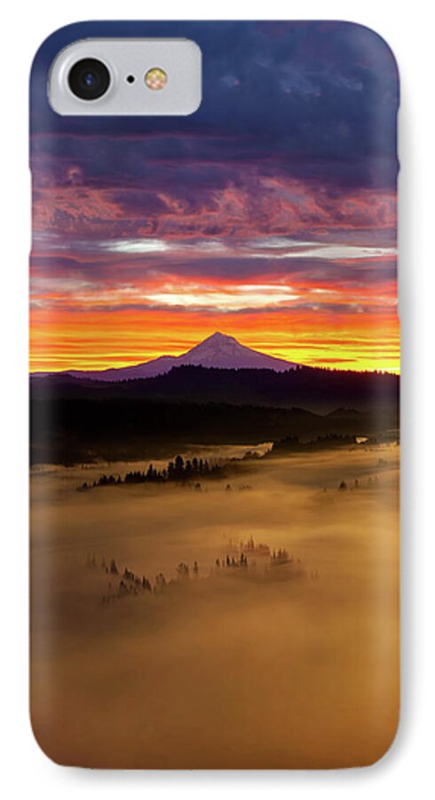 Sandy River iPhone 7 Case featuring the photograph Colorful Foggy Sunrise over Sandy River Valley by David Gn