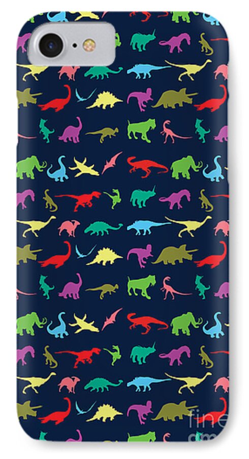 Dinosaur iPhone 7 Case featuring the digital art Colorful Mini Dinosaur by Naviblue