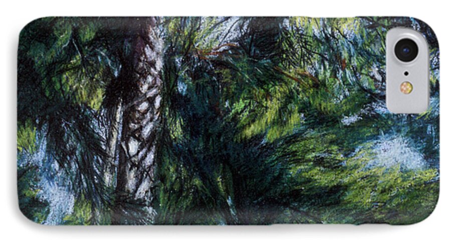 Pine iPhone 7 Case featuring the painting Colors of Green by Susan Sarabasha
