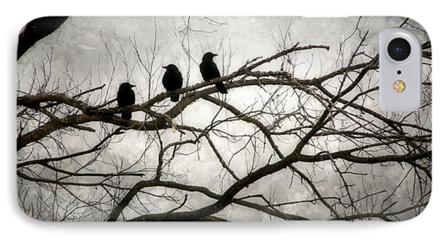 3 Crows iPhone 7 Case featuring the photograph Contrive - By the Light of the Moon by Angie Rea