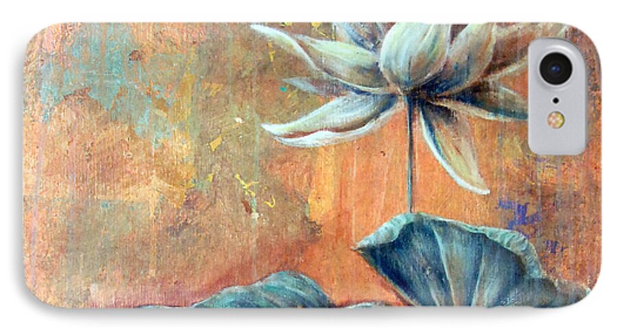 Floral iPhone 7 Case featuring the painting Copper Lotus by Ashley Kujan