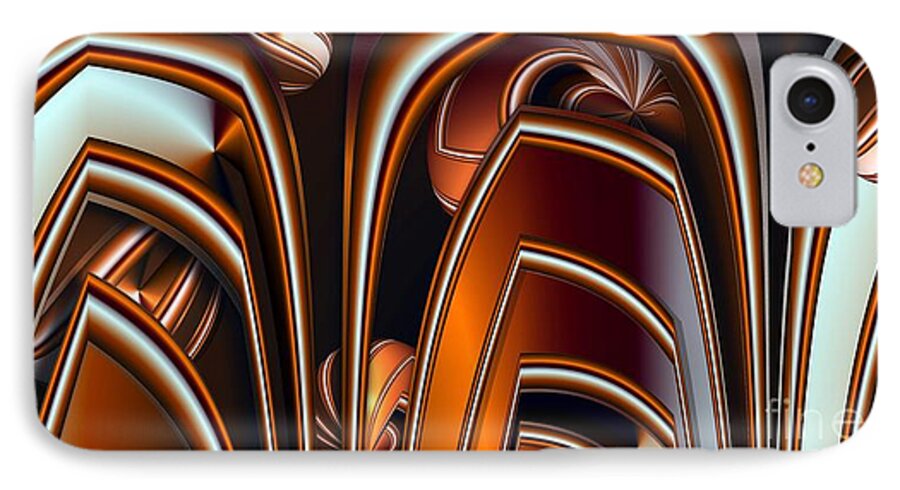 Abstract iPhone 7 Case featuring the digital art Copper Shields by Ron Bissett