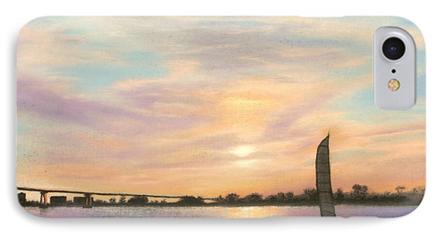 Coronado iPhone 7 Case featuring the pastel Coronado Bridge Sunset B by Michael Heikkinen