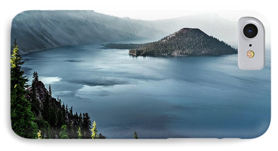 America iPhone 7 Case featuring the photograph Crater Lake under a siege by Eduard Moldoveanu