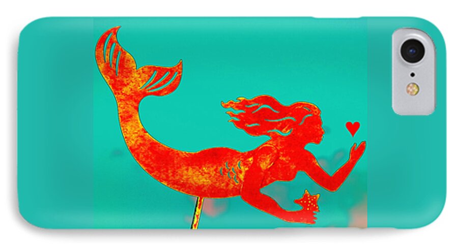 Mermaid iPhone 7 Case featuring the digital art Crimson Mermaid by Larry Beat