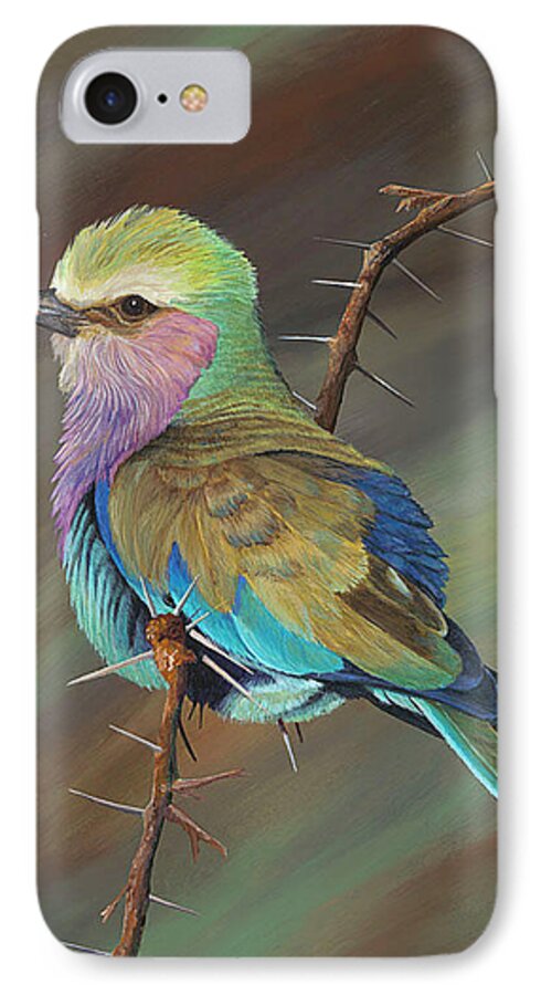 Nature iPhone 7 Case featuring the painting Crystal's bird by AnnaJo Vahle