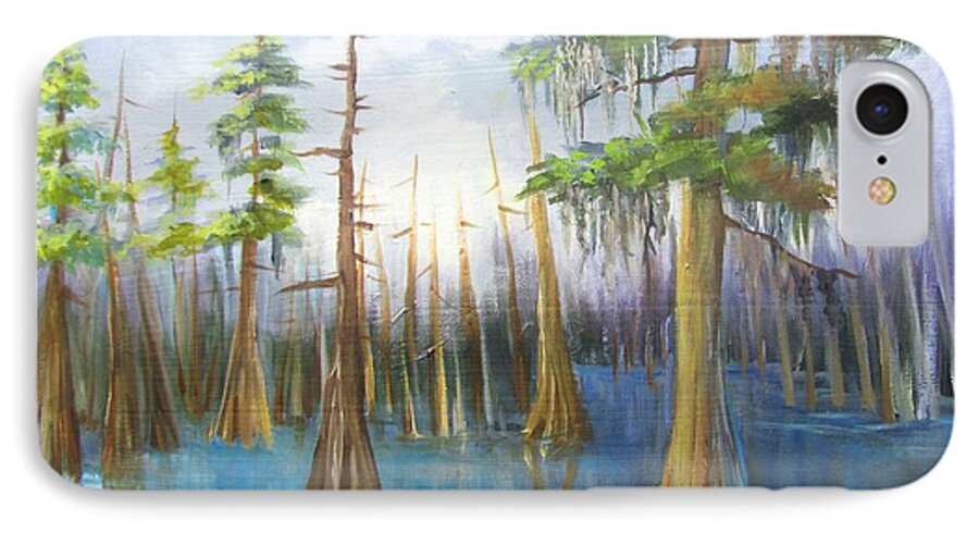 Cypress Trees iPhone 7 Case featuring the painting Cypress Bayou 136 by Barbara Haviland