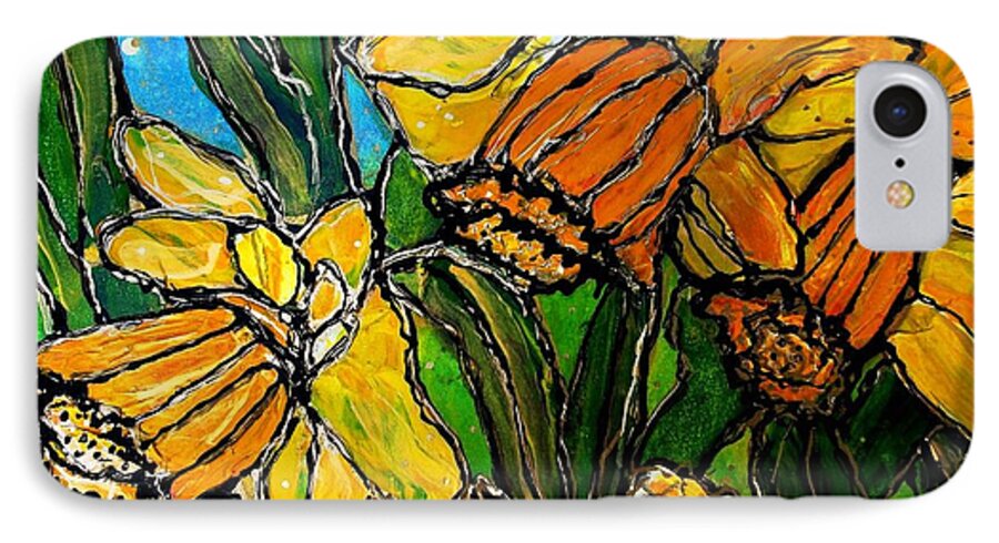 Flowers iPhone 7 Case featuring the painting Daffodils by Laura Grisham