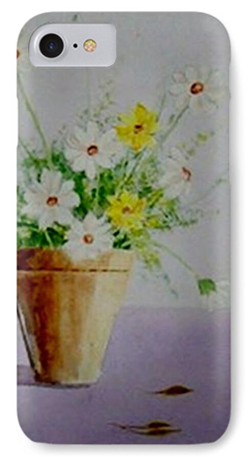 Daisies iPhone 7 Case featuring the painting Daisies in Pot by Jamie Frier