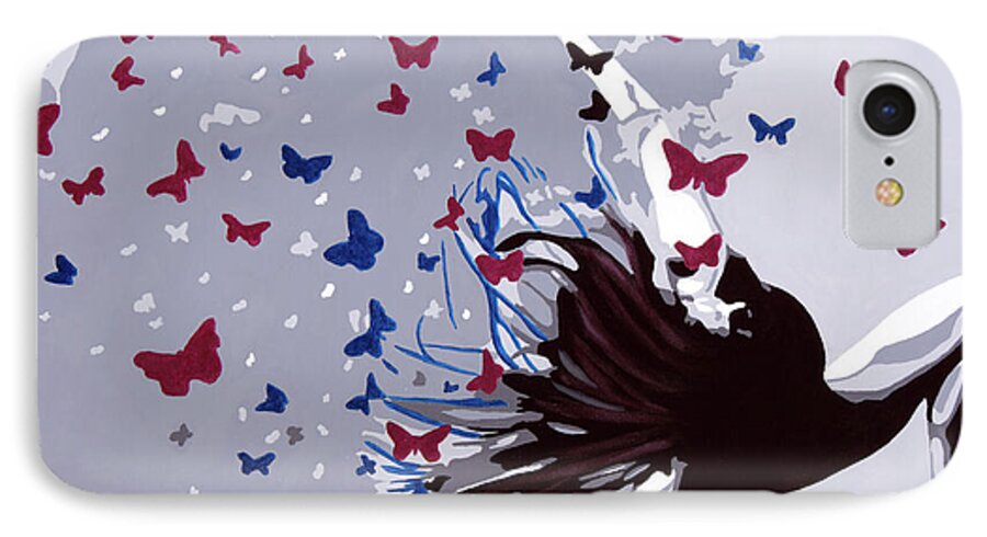 Denise iPhone 7 Case featuring the painting Dancing with Butterflies by Denise Deiloh