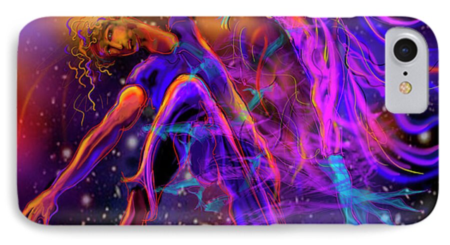 Guitar iPhone 7 Case featuring the painting Dancing With The Universe by DC Langer