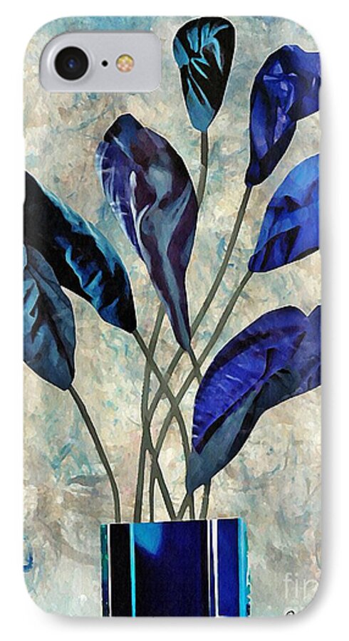Floral iPhone 7 Case featuring the mixed media Dark Blue by Sarah Loft