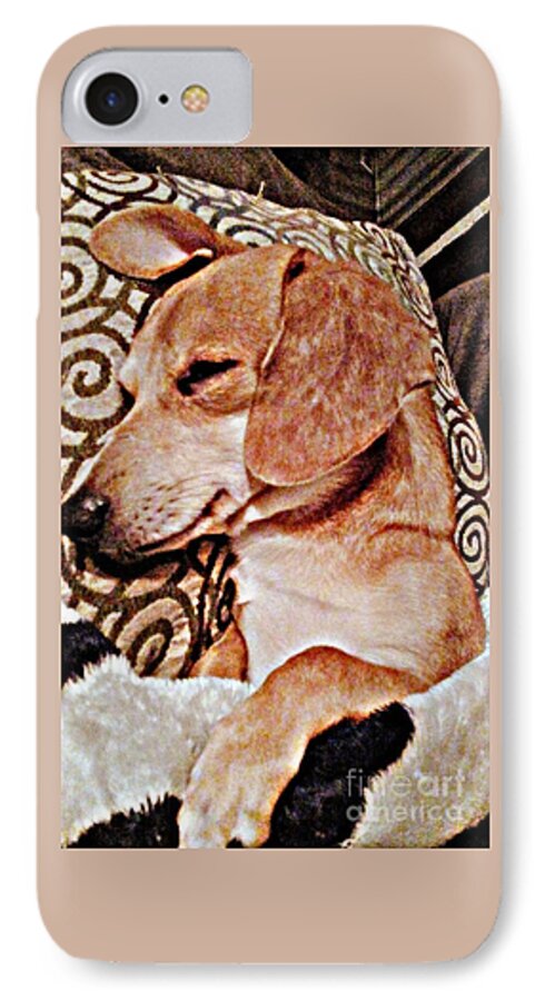 Daydreaming iPhone 7 Case featuring the photograph Daydreaming Dachshund Doggie In/ Puppy Slumber by PrettTea Art Gallery By Teaya Simms
