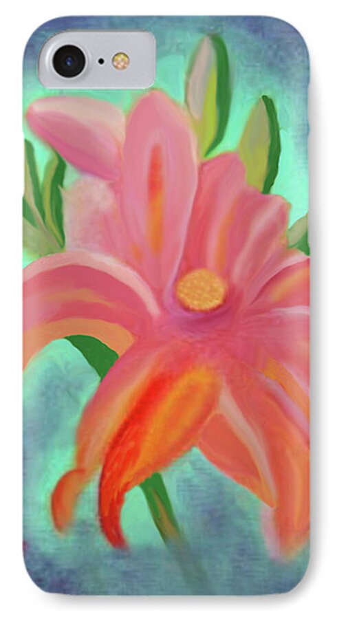 Daylily iPhone 7 Case featuring the painting Daylily at Dusk by Margaret Harmon