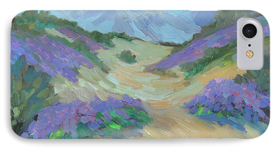 Desert iPhone 7 Case featuring the painting Desert Verbena by Diane McClary
