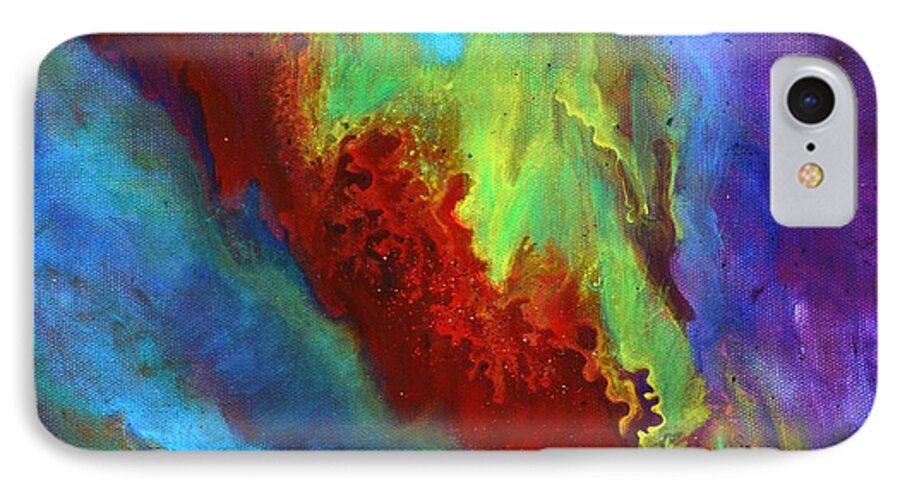 Desire iPhone 7 Case featuring the painting Desire a vibrant colorful abstract painting with a glittering center by Manjiri Kanvinde