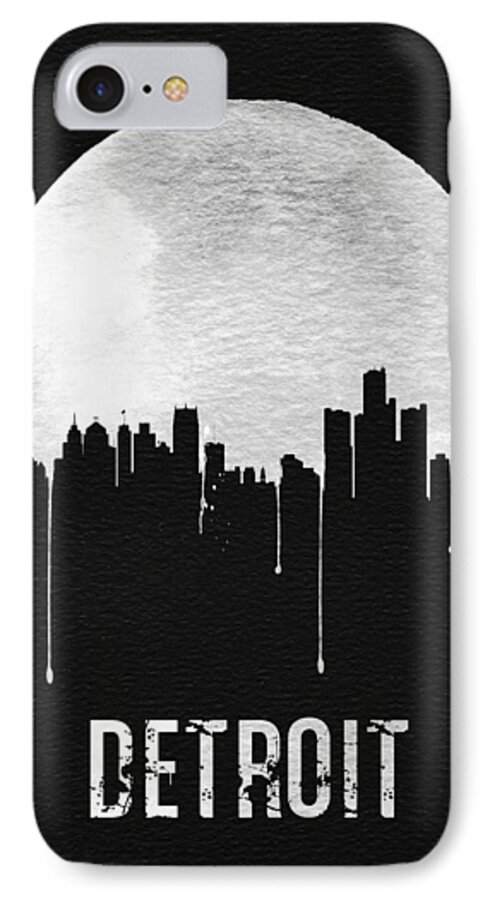 Detroit iPhone 7 Case featuring the digital art Detroit Skyline Black by Naxart Studio